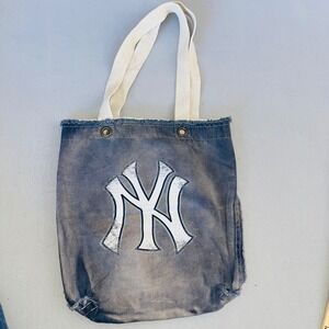 Pro-FAN-ity Little Earth NY Yankees Tote Canvas Blue Pewter Hardware